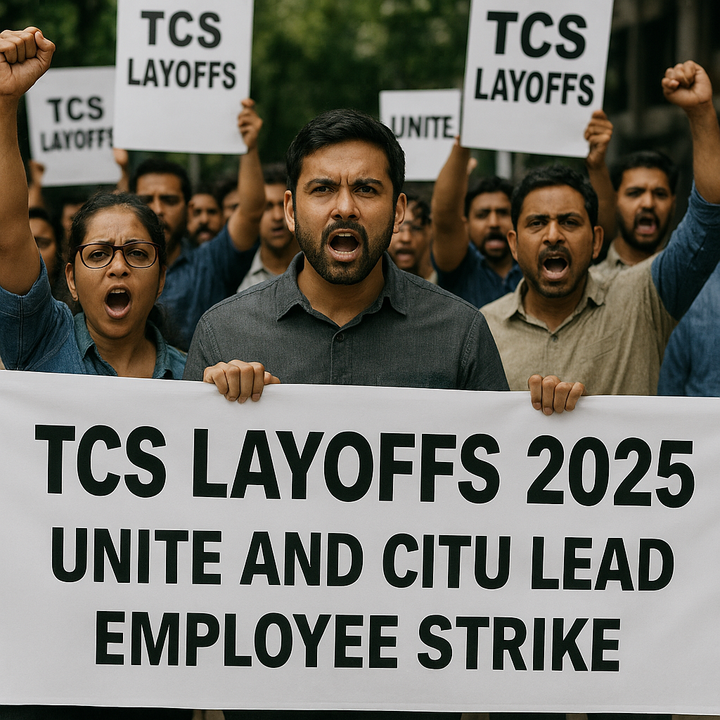 TCS Layoffs 2025 Spark Nationwide Protest: UNITE and CITU Lead Employee Strike