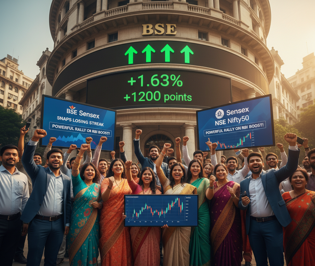 Indian Stock Market Roars Back: Sensex and Nifty Snap Losing Streak on RBI Boost!